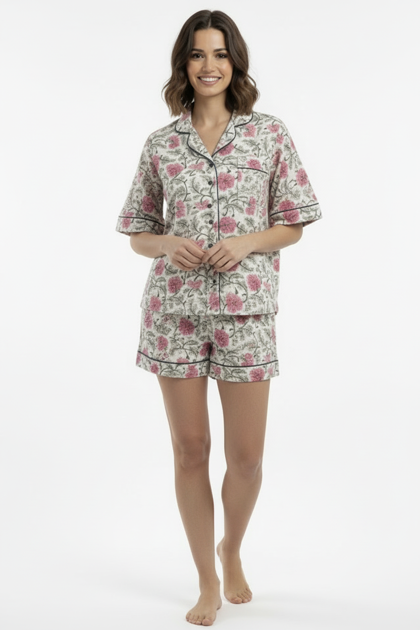 Paola Short Pajama Set in Violet Lotus
