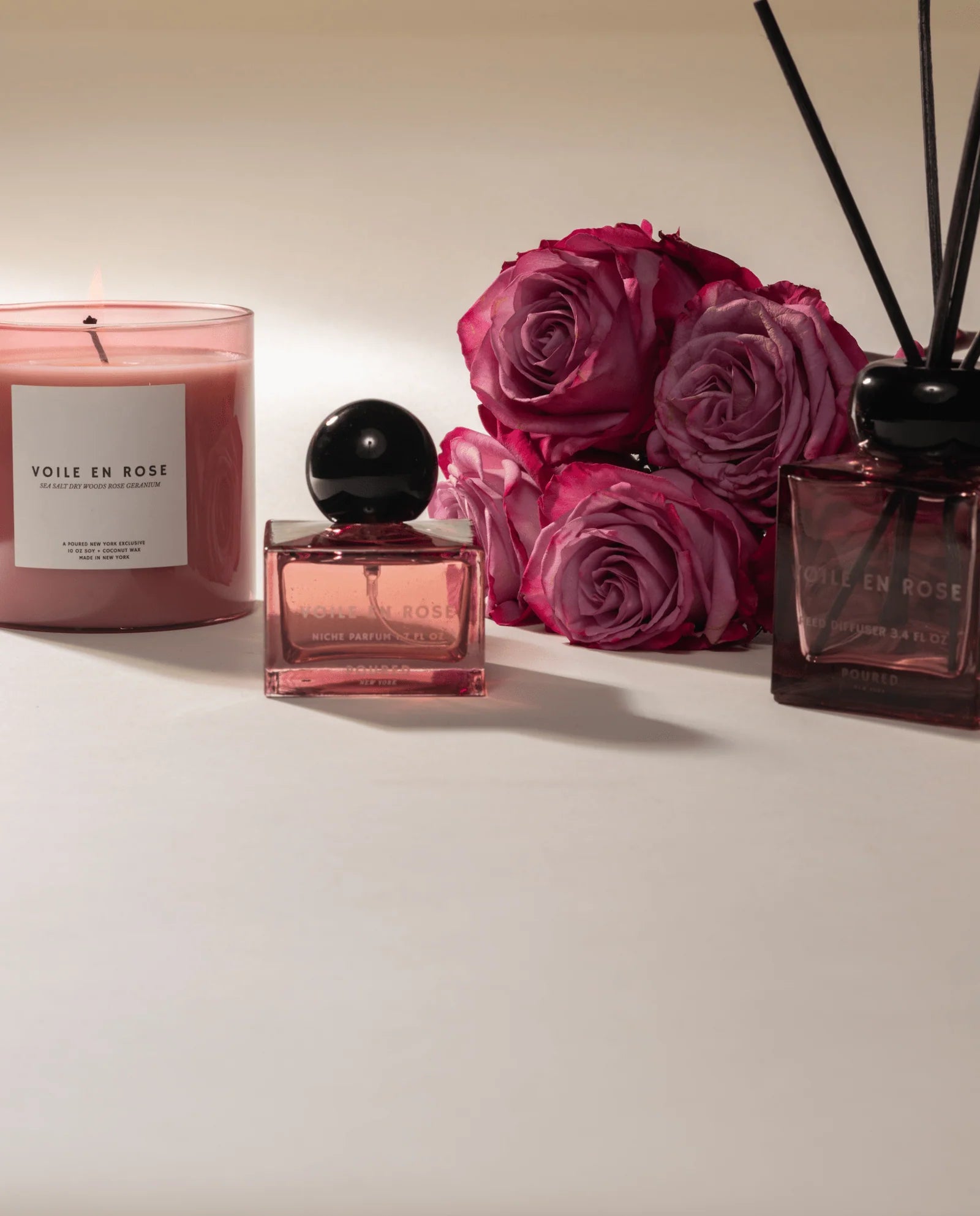 Soy Coconut Wax Candle, Voile en Rose