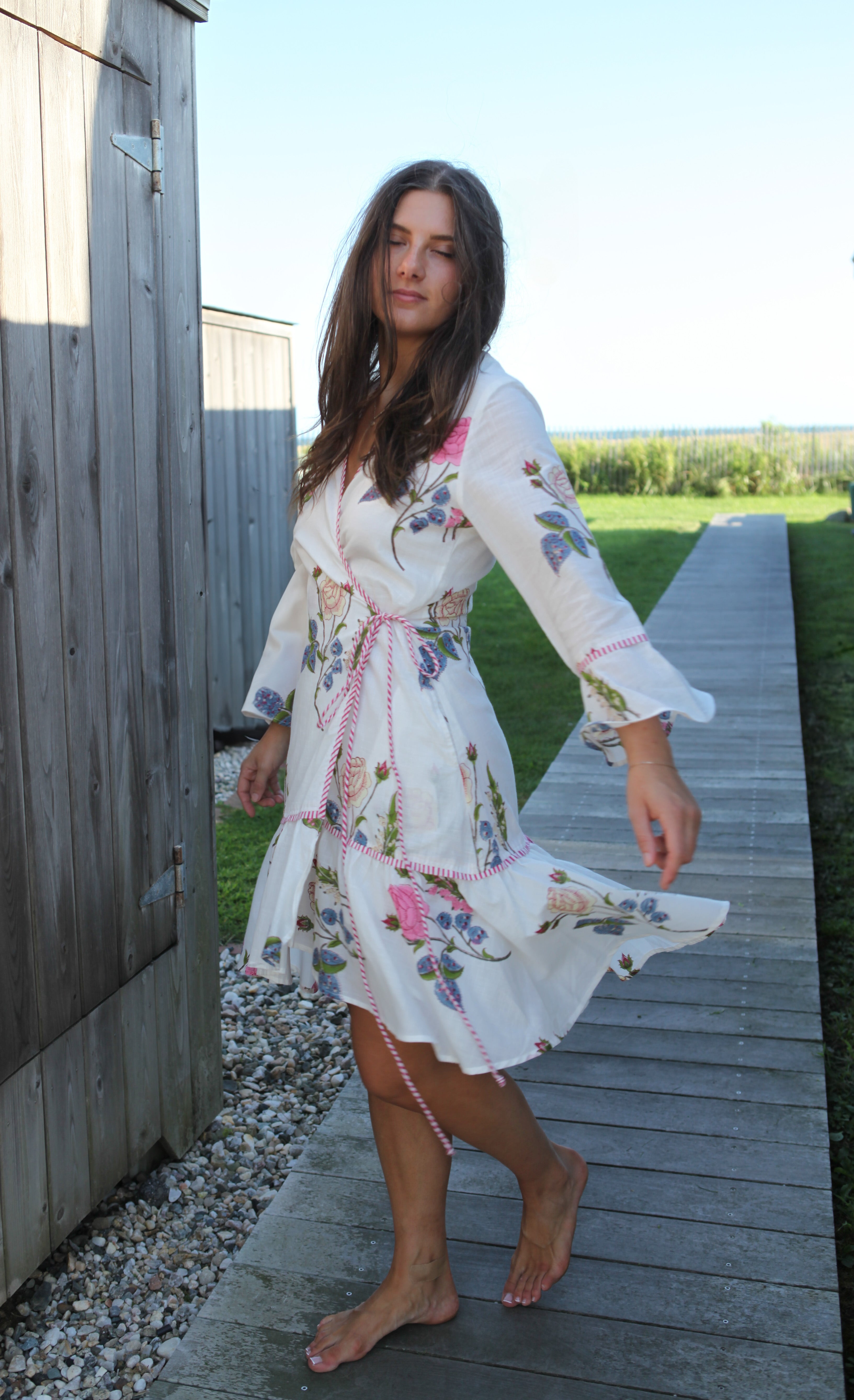 NIBI MTK Rhode Mini Wrap Dress - Multi Rosette
