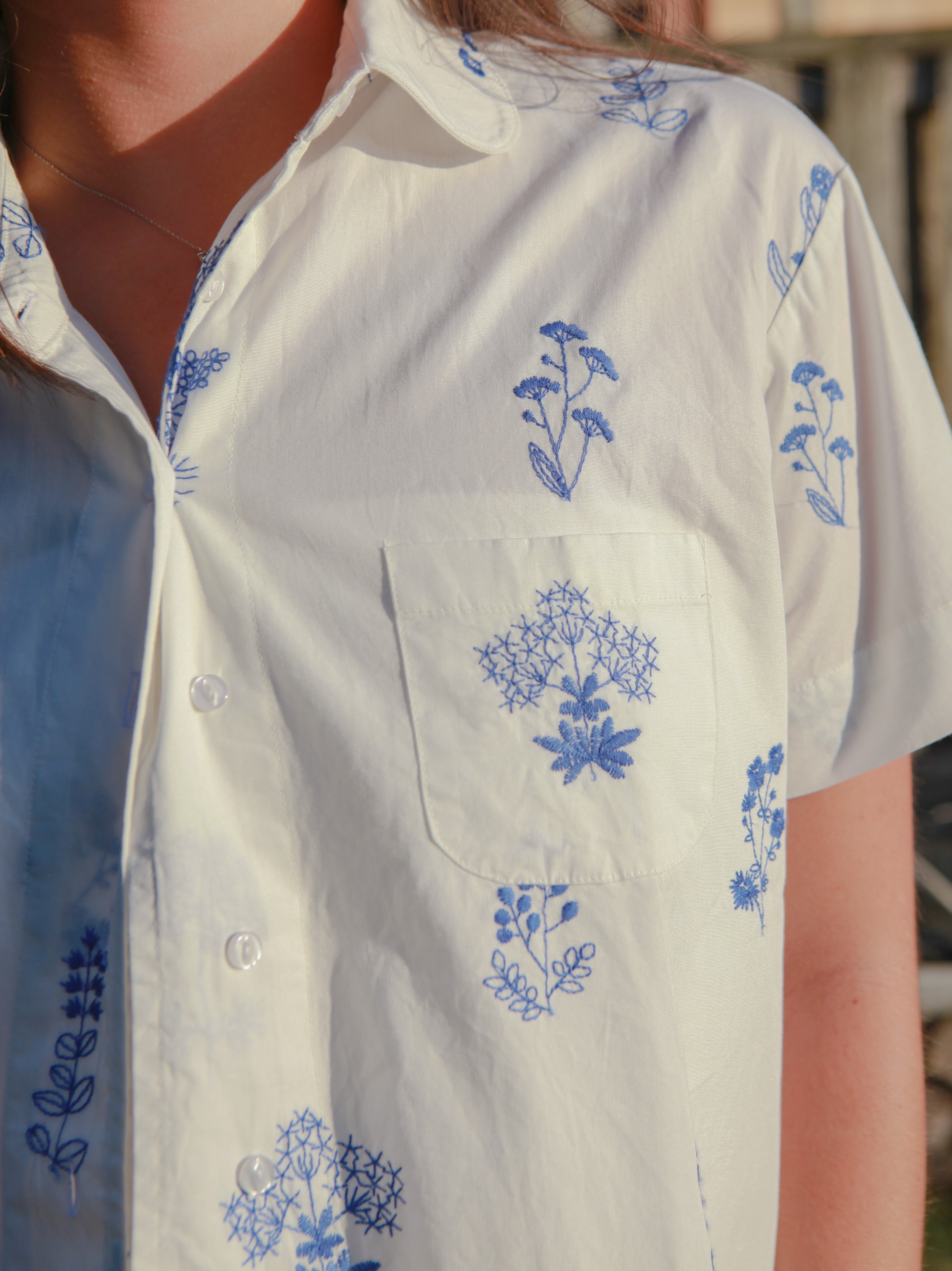 Rory Shirt in Soft Blue Stitch