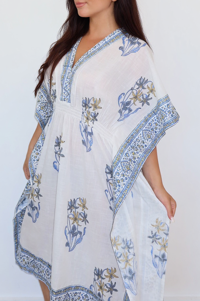 Santorini Kaftan in Blue Lily