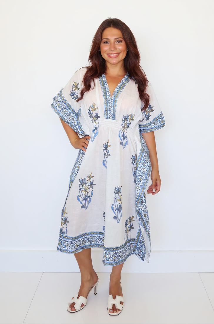 Santorini Kaftan in Blue Lily