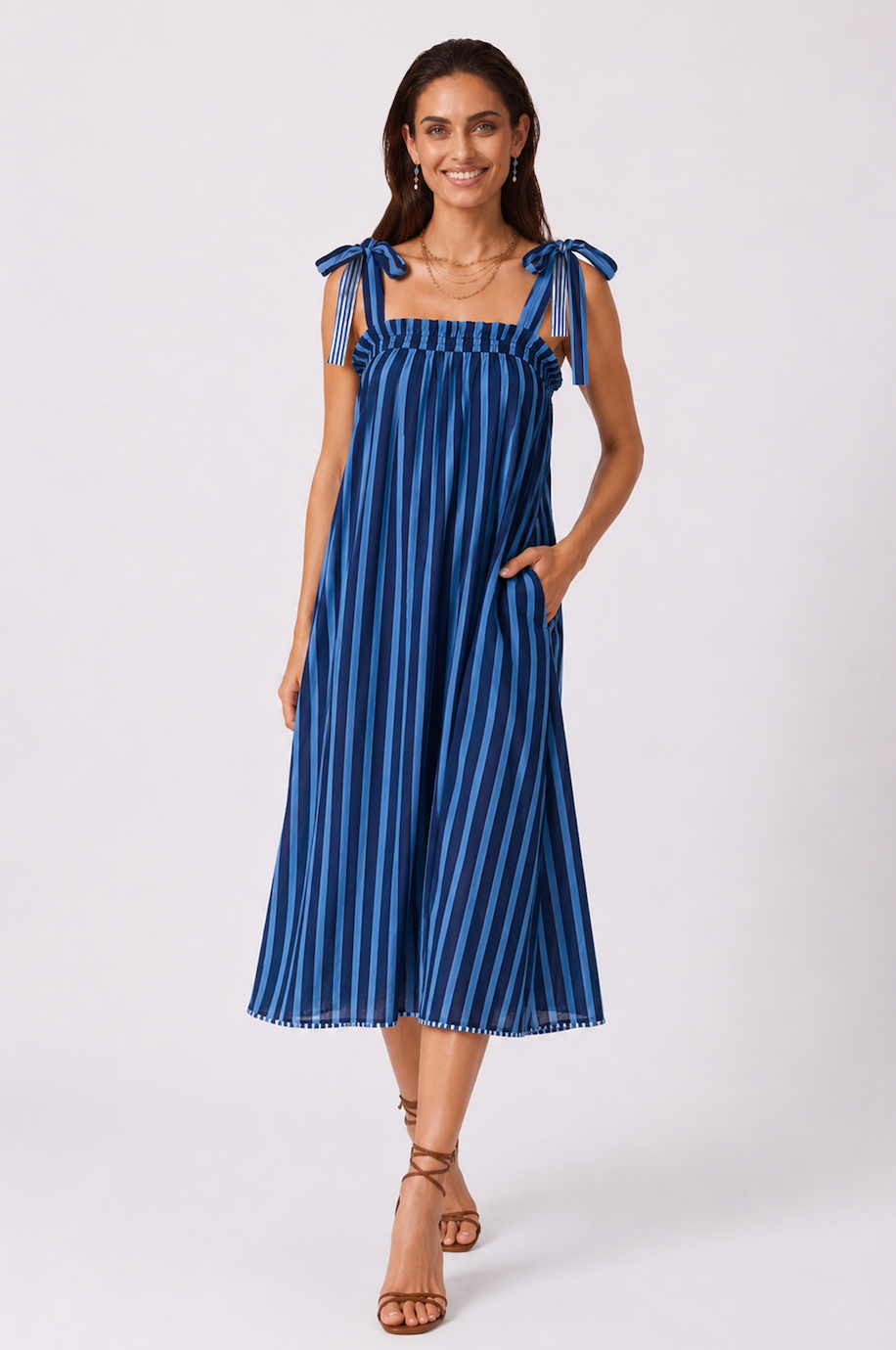 Parisa Dress in Blue Summer Stripe