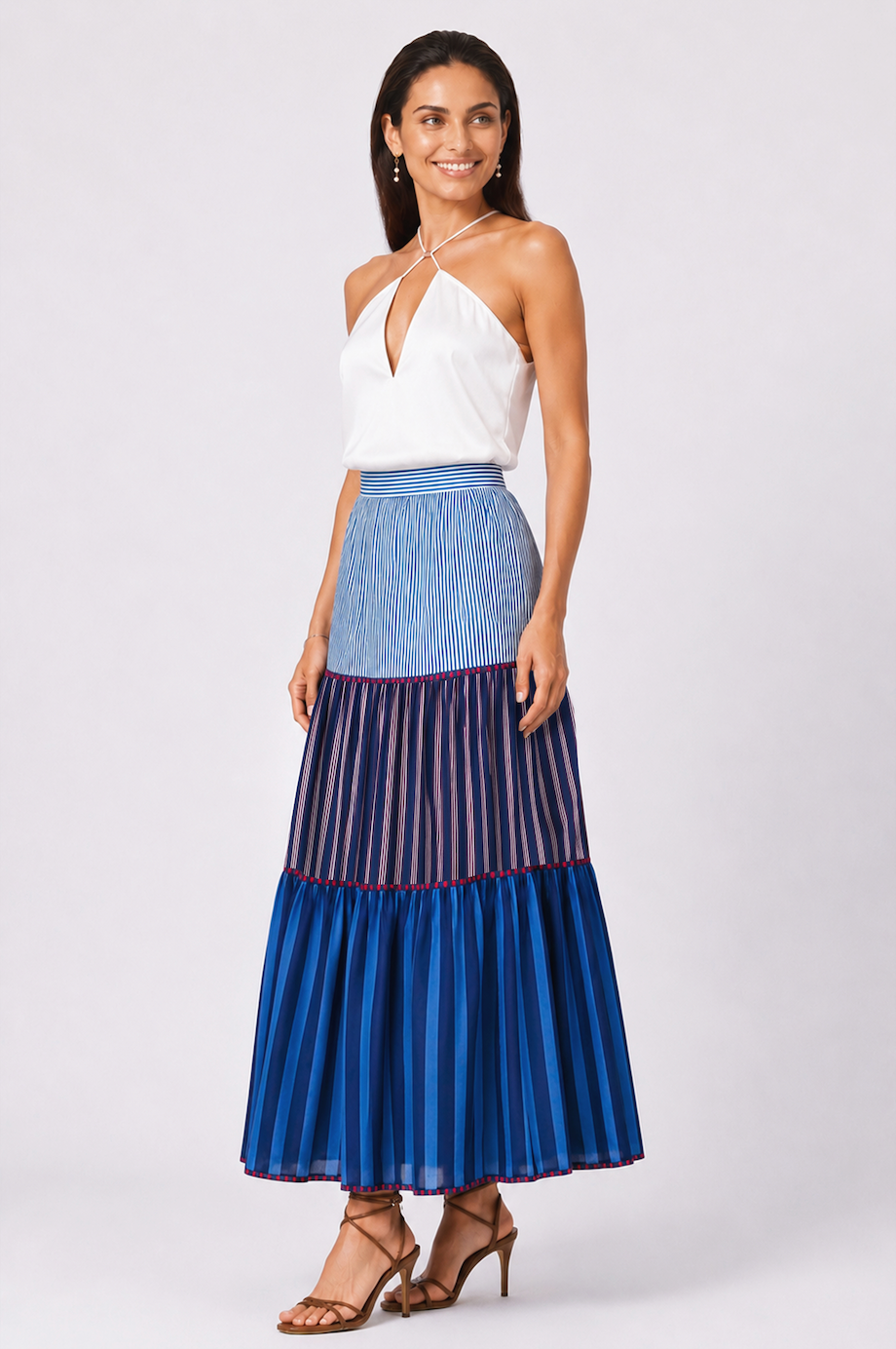 Drue Skirt in Blue Summer Stripe
