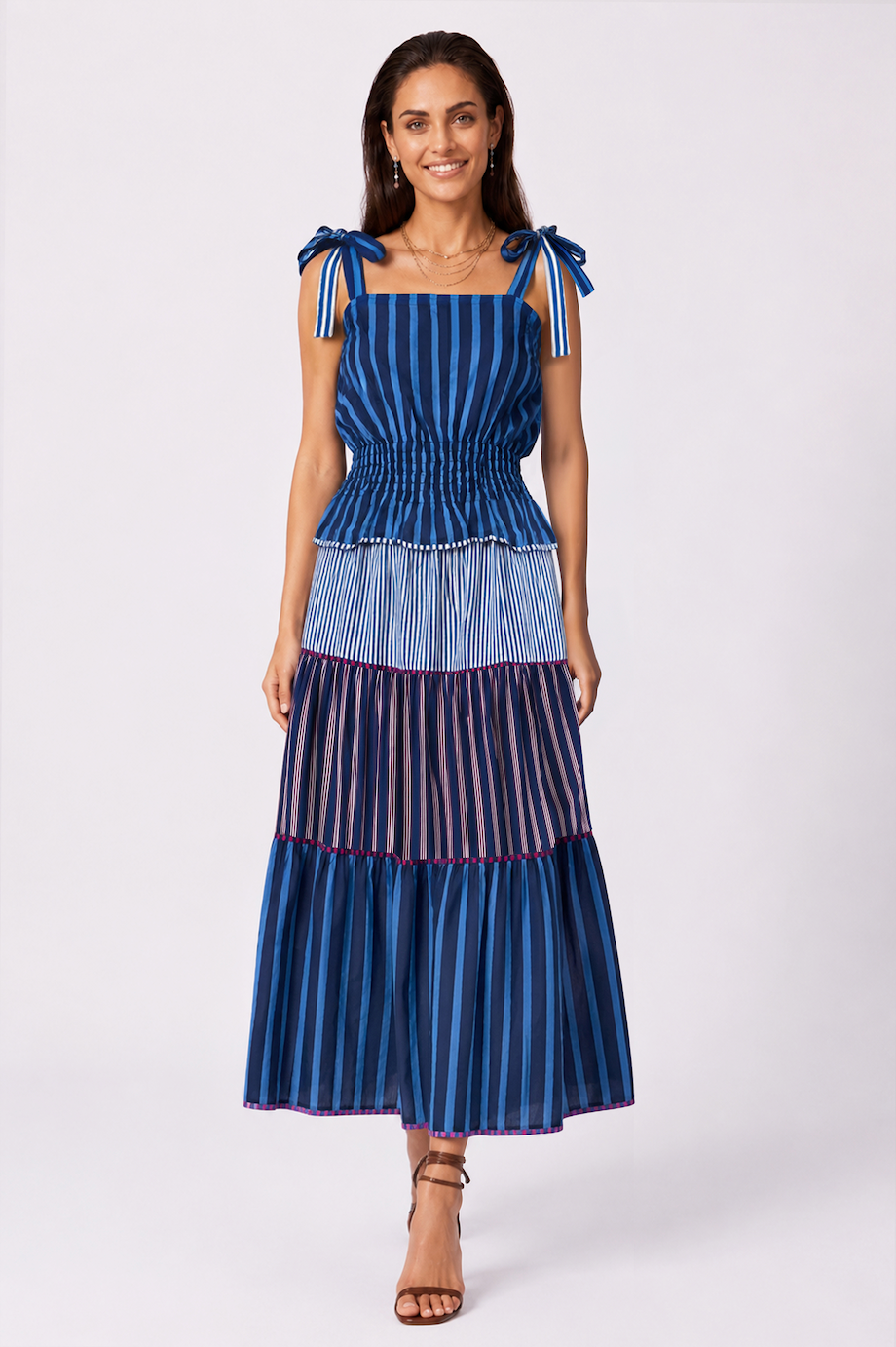 Drue Skirt in Blue Summer Stripe