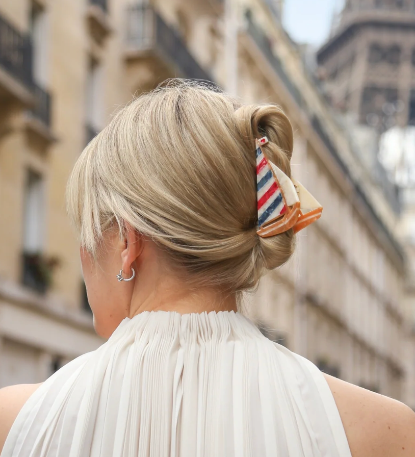 Hand Painted Sailboat Claw Hair Clip - Blue