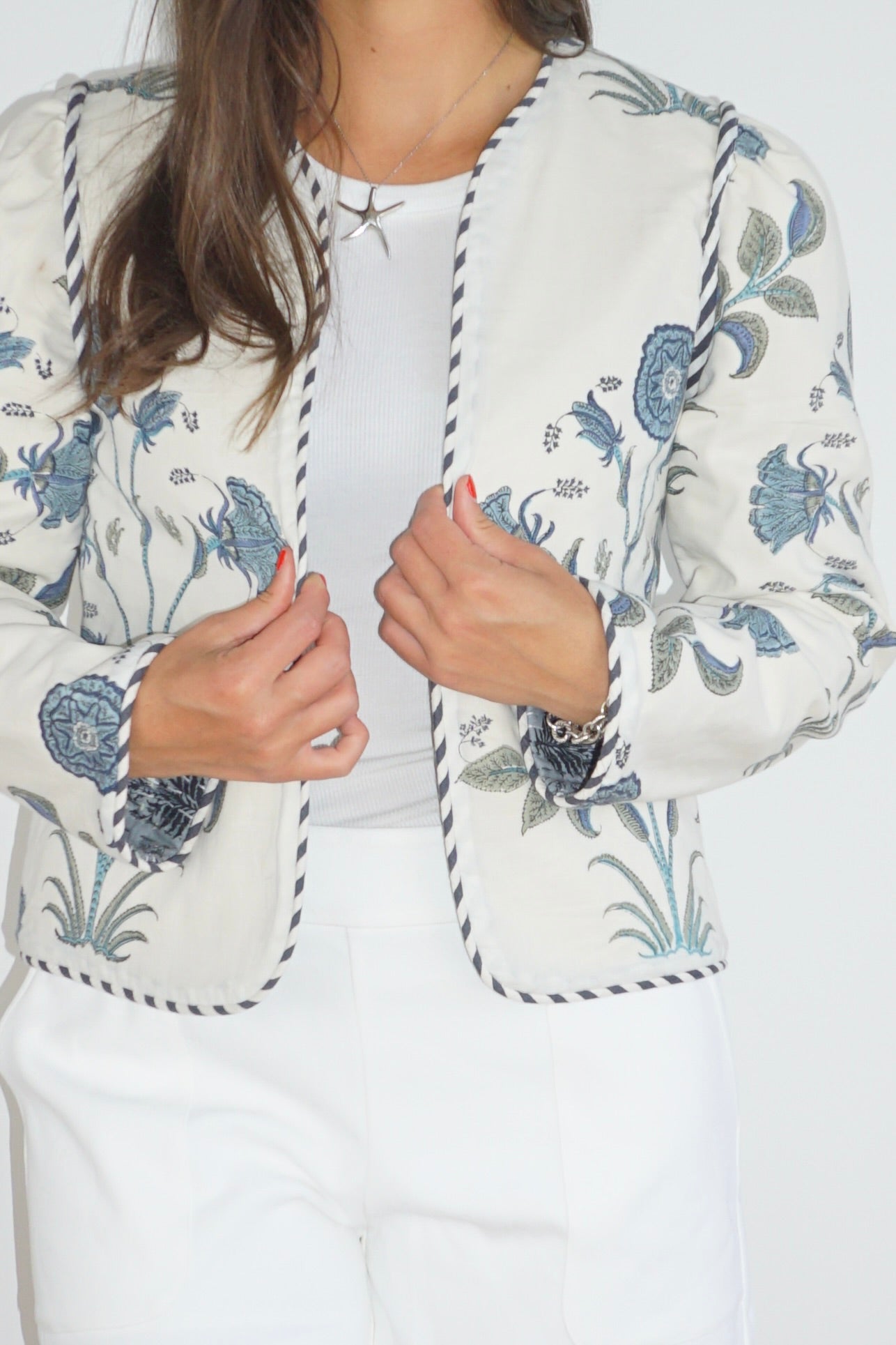 NIBI MTK Shylah Reversible Jacket - Blue Vine/Blue Floral