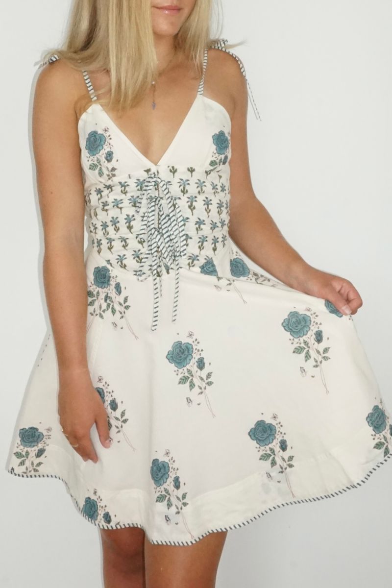 Vienna Mini Dress in Mystic Blue Rose