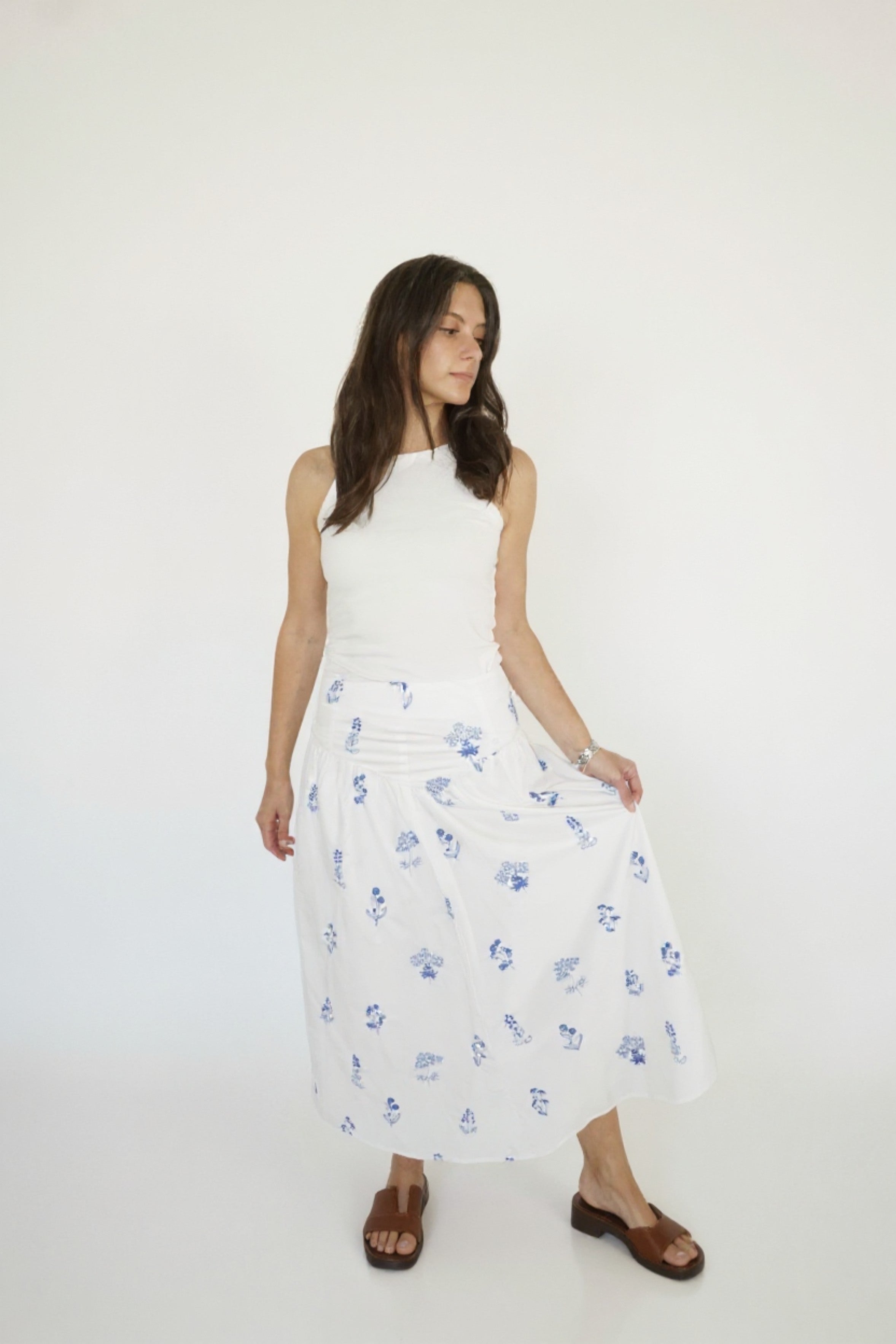 Odessa Skirt in Soft Blue Stitch
