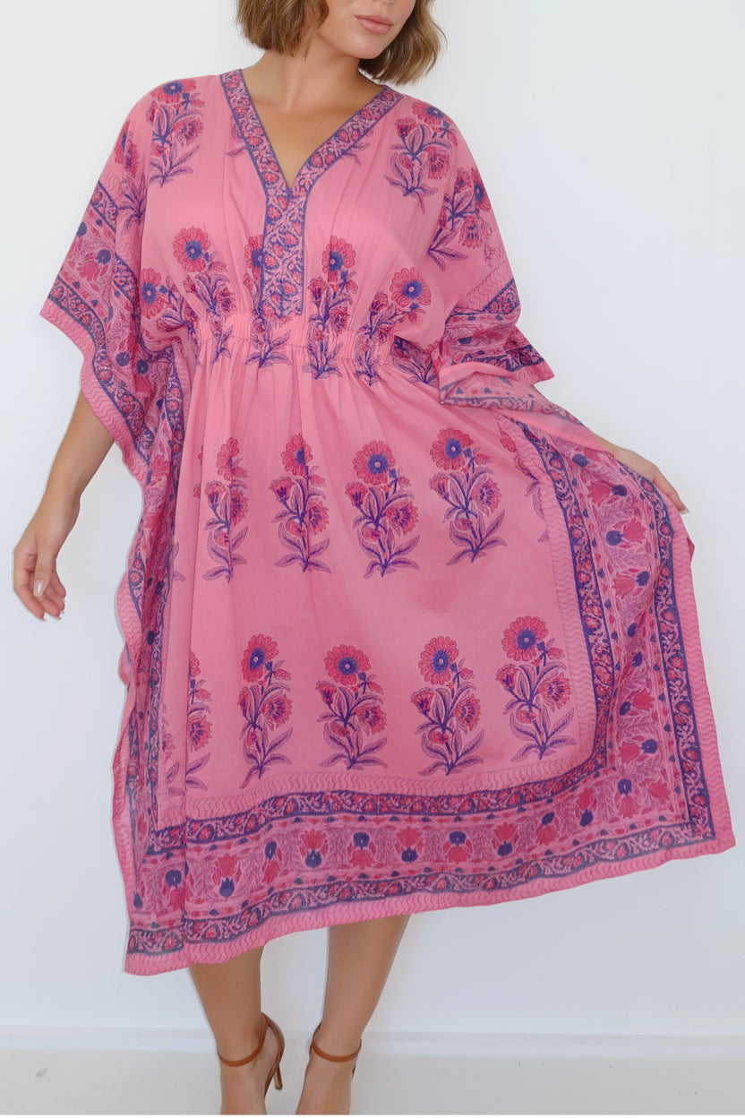 Santorini Kaftan in Pink Sand