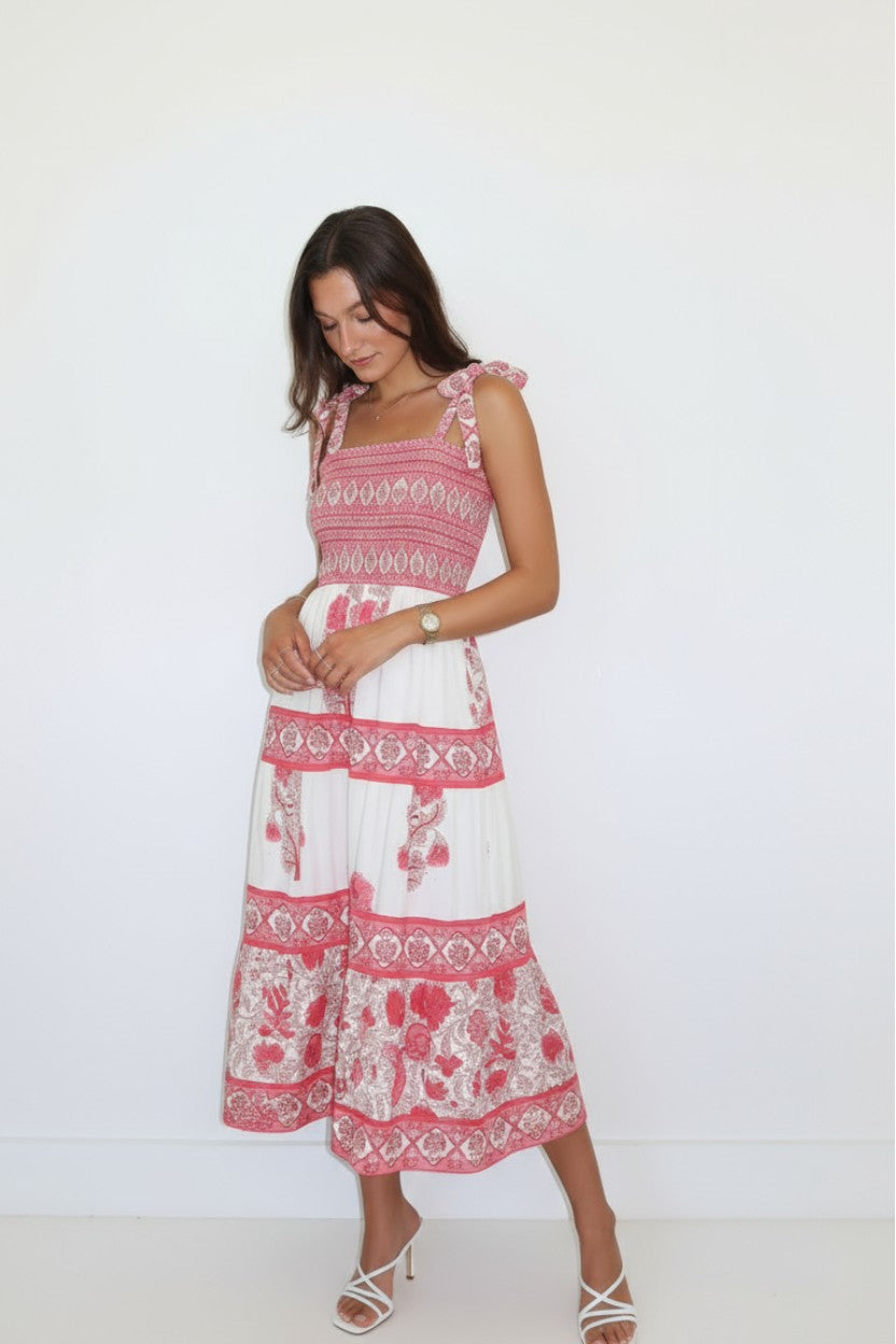 Abigail Dress in Peacock Pink