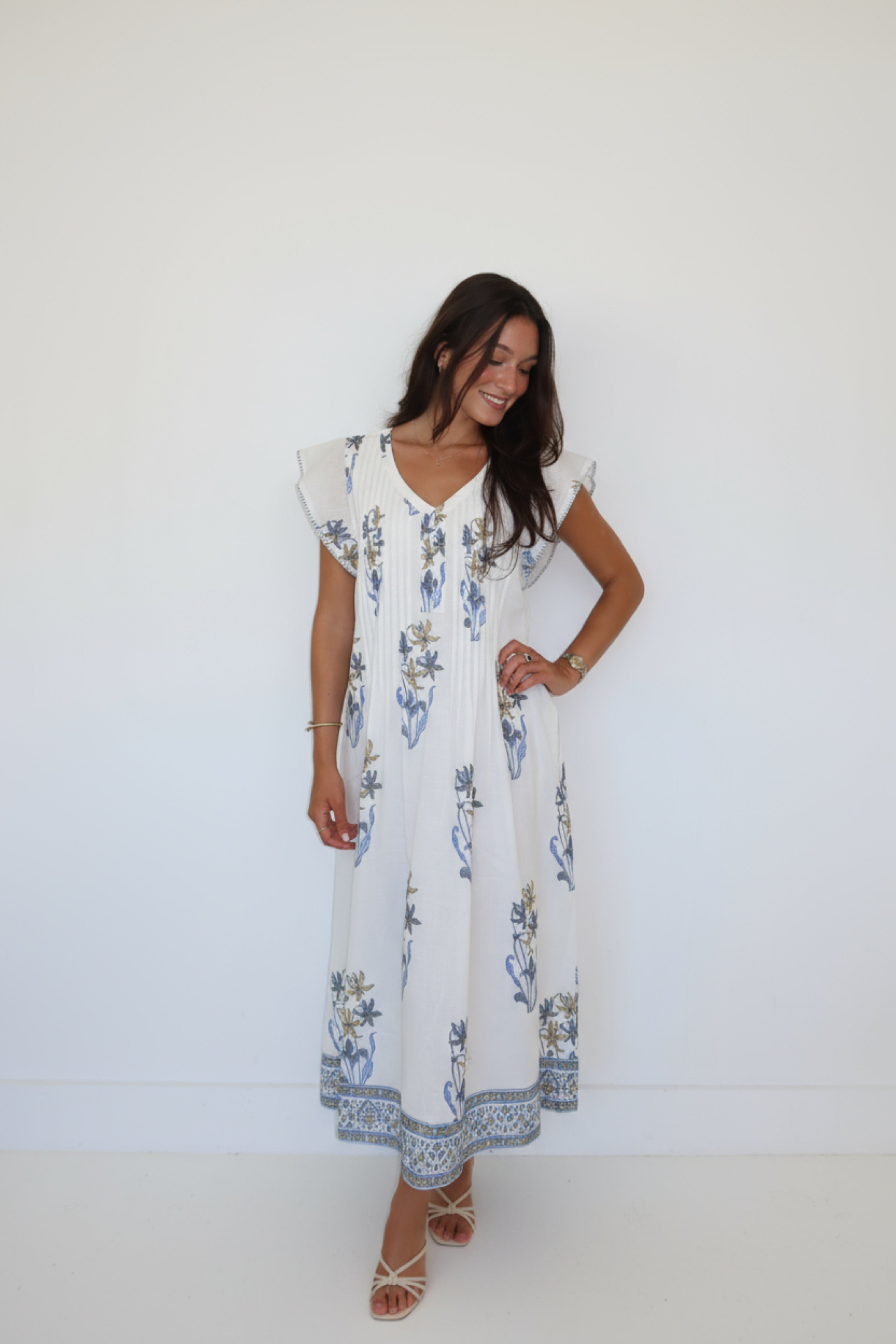 Doris Long Dress in Blue Lily