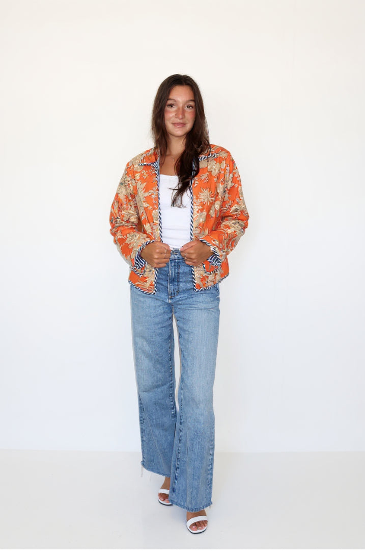 Robyn Quilted Jacket in Tangerine Mirage