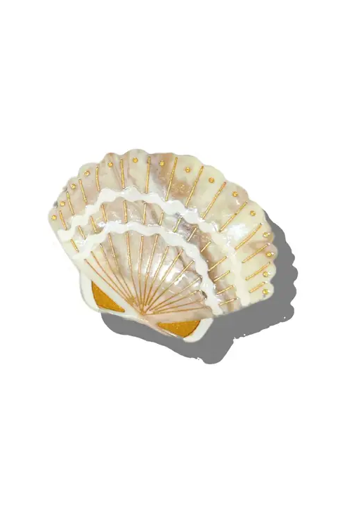 Hand Painted Seashell Claw Hair Clip - Golden Sand
