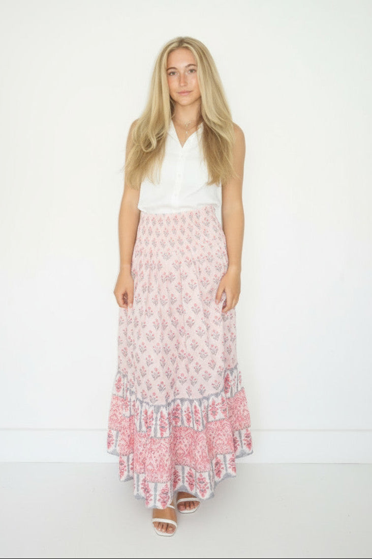 Noor Smocked Skirt in Pastel Palace