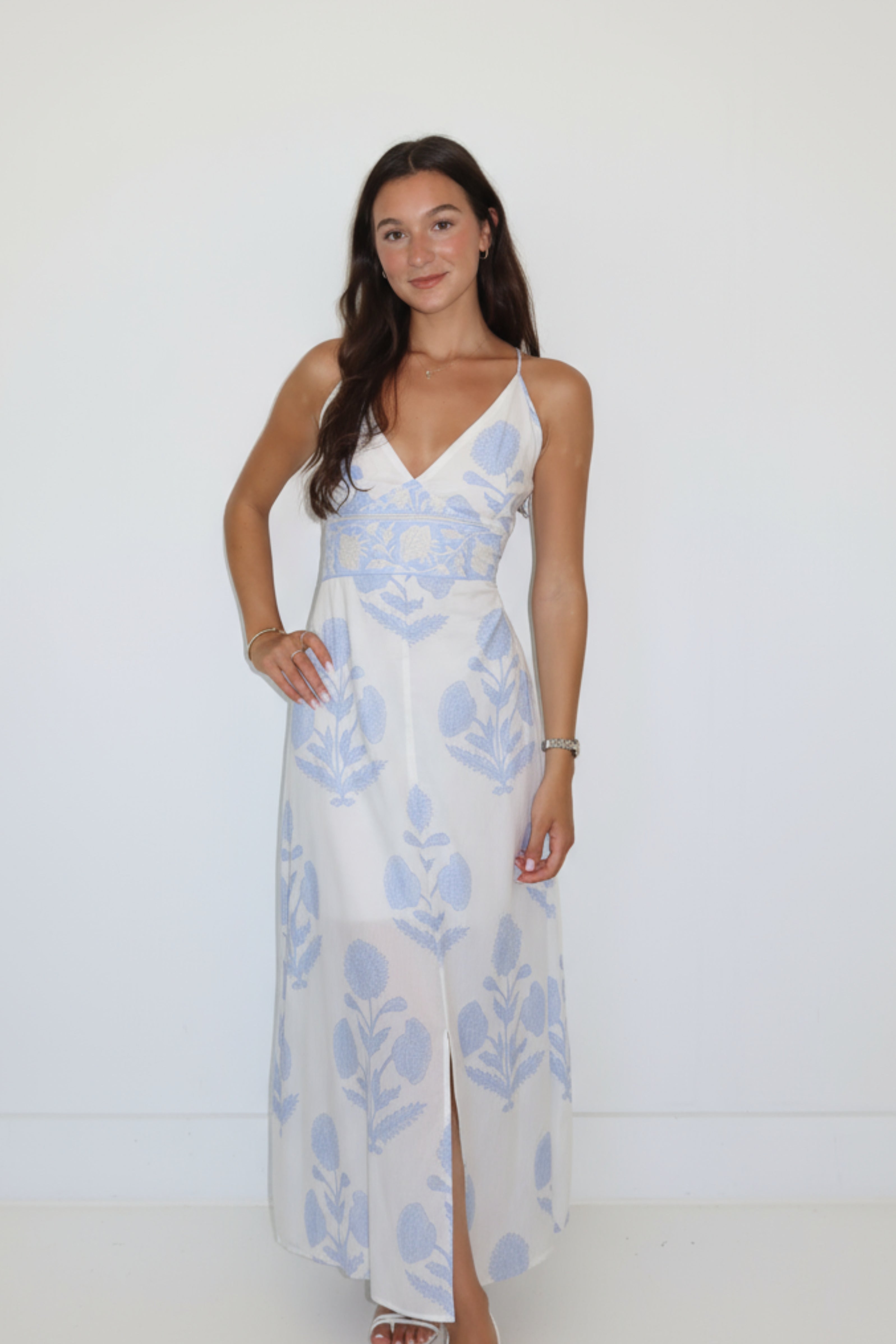 Isabella Dress in Buta Blue