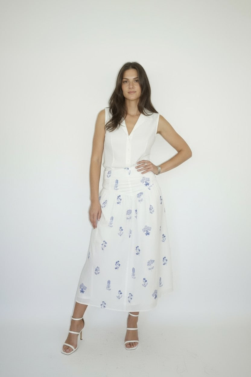 Odessa Skirt in Soft Blue Stitch