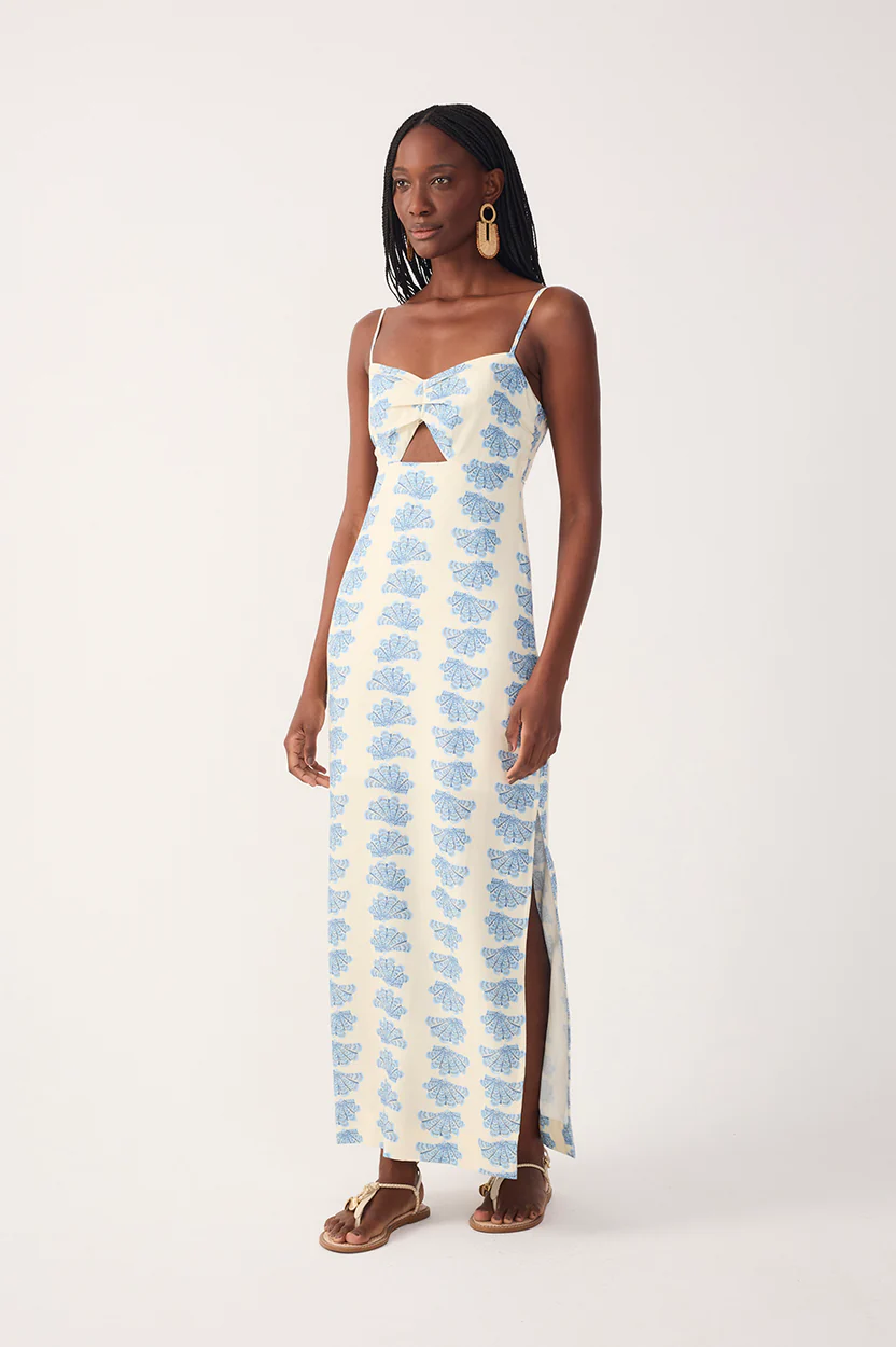 Aquarium Sleeveless Linen Maxi Dress
