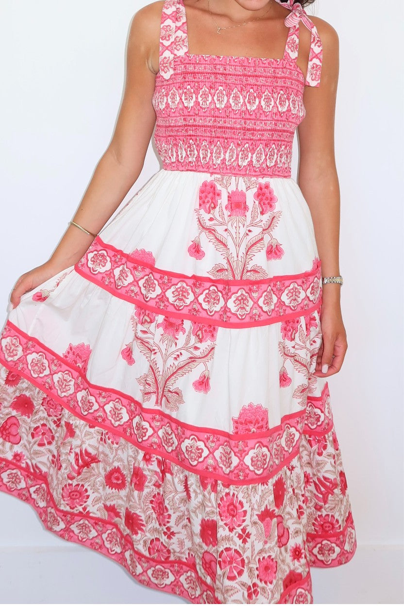 Abigail Dress in Peacock Pink