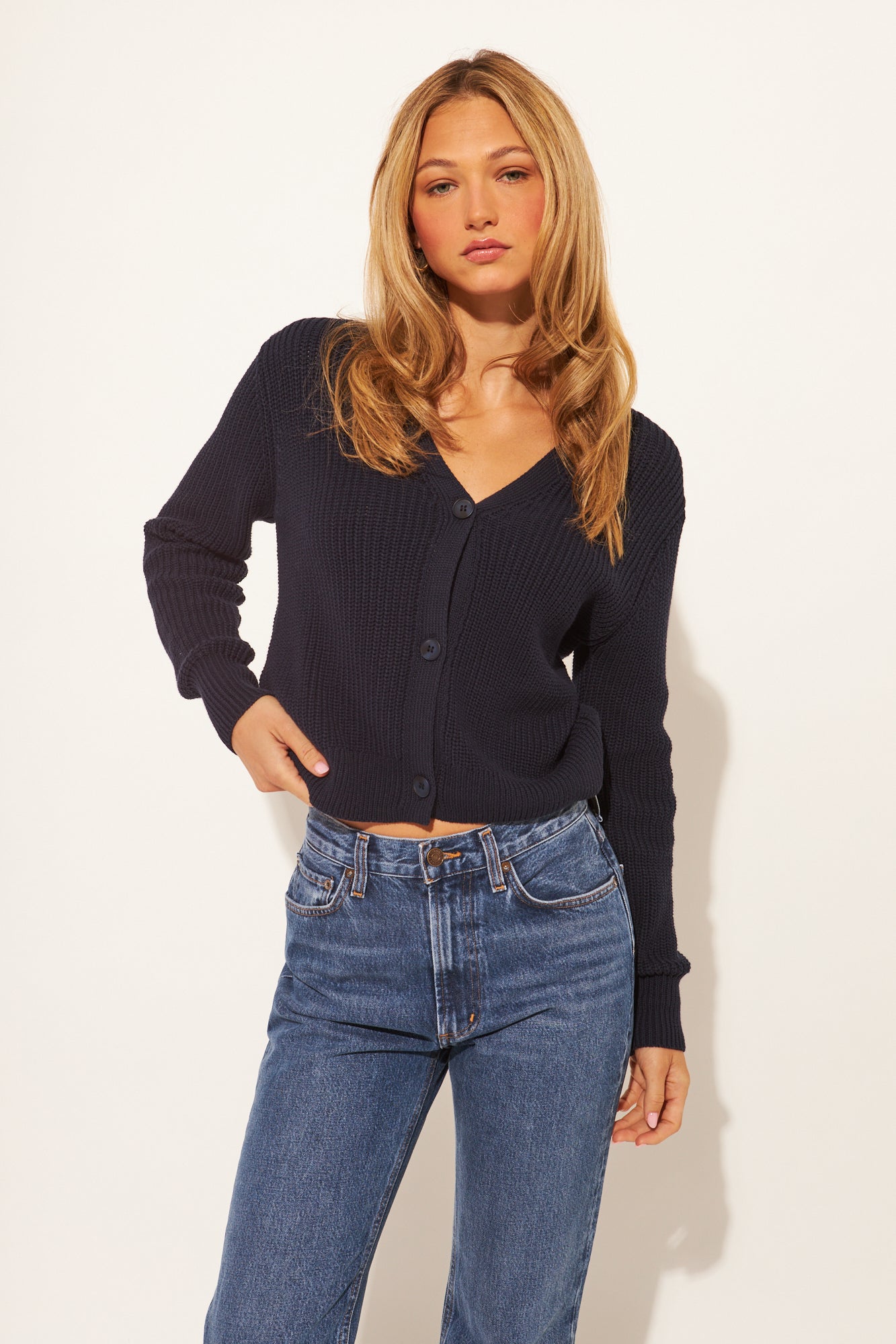 River Button Cardigan - Navy