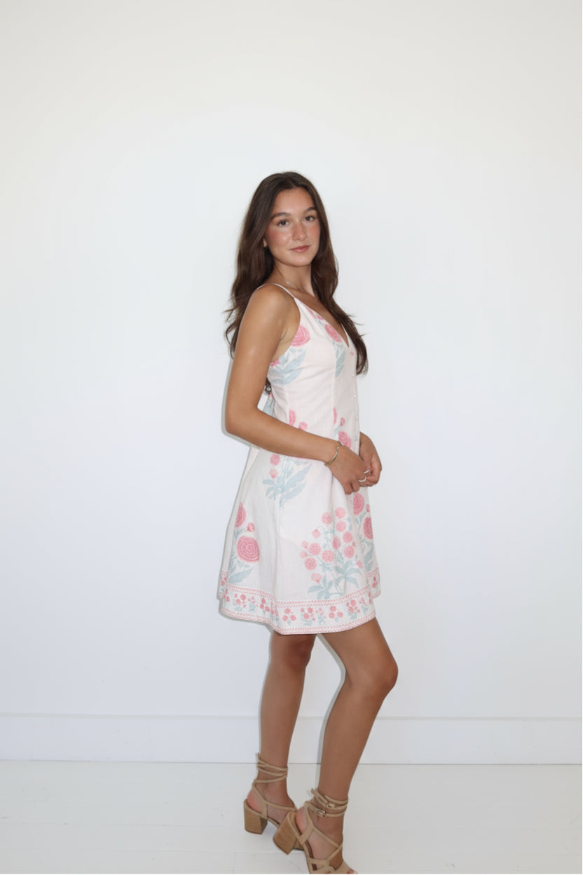 Edie Mini Dress in Blush Bloom
