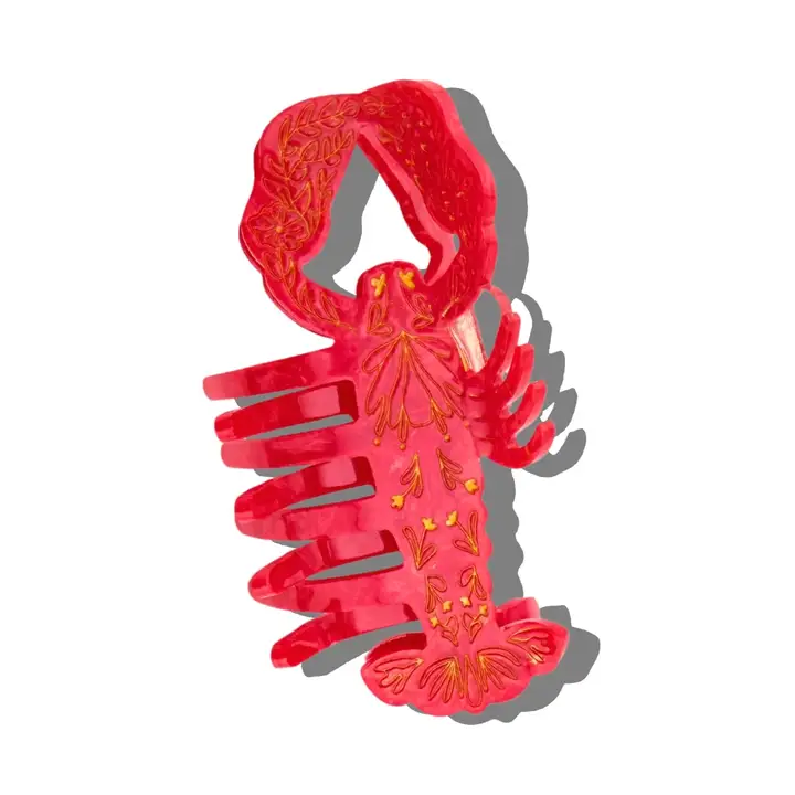 Hand Painted Lobster Claw Clip - Red