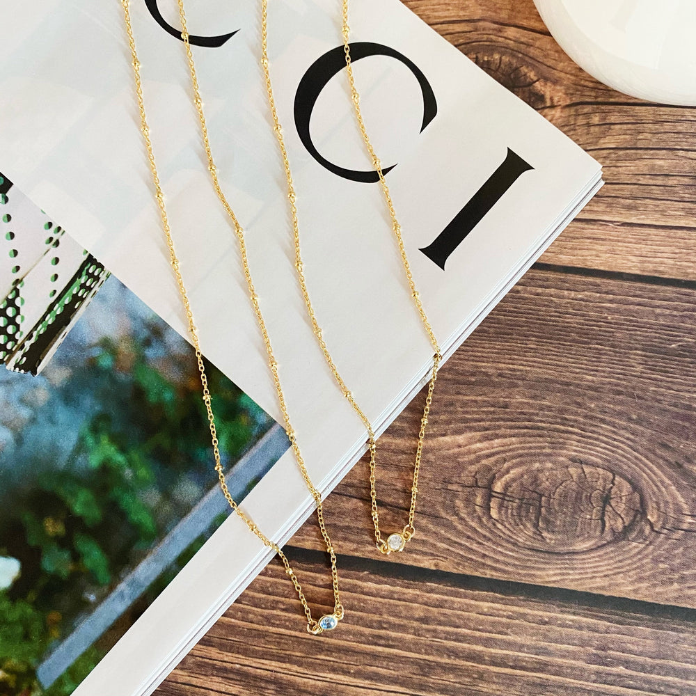 March Birthstone Necklace - Gold