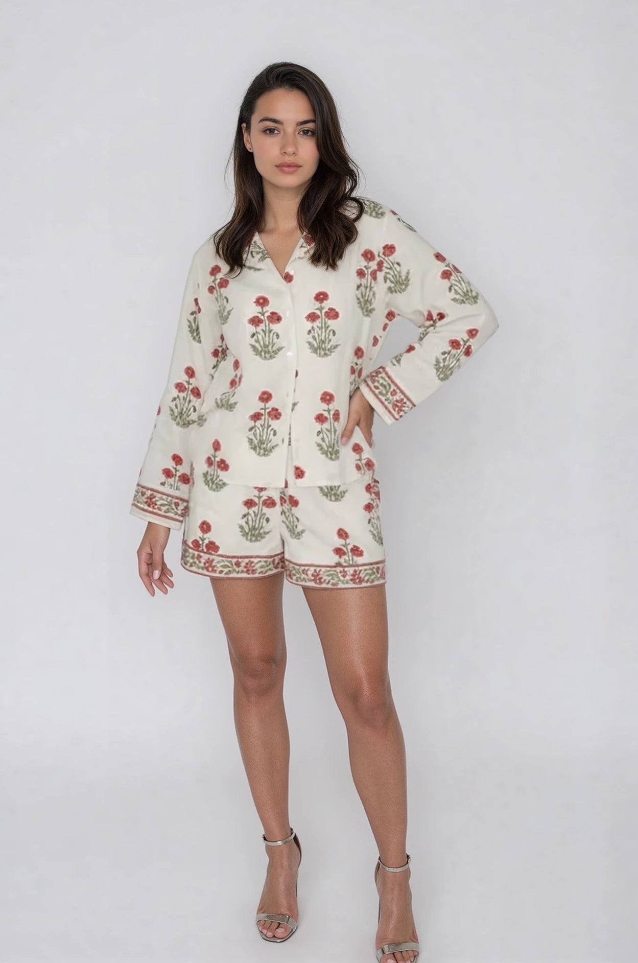 Evelyn Shirt in Red Bloom