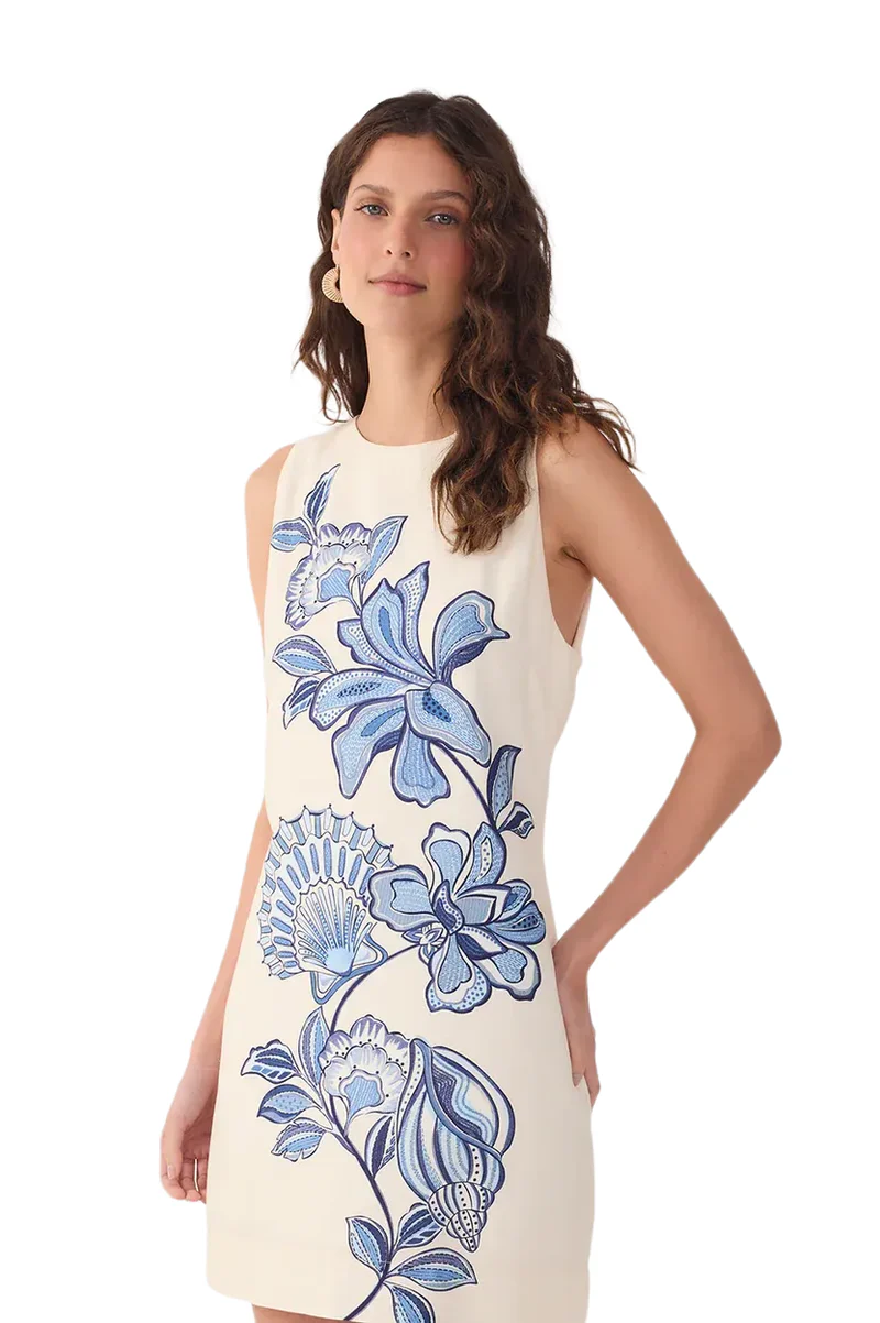 Ocean Flower Back Ties Mini Dress