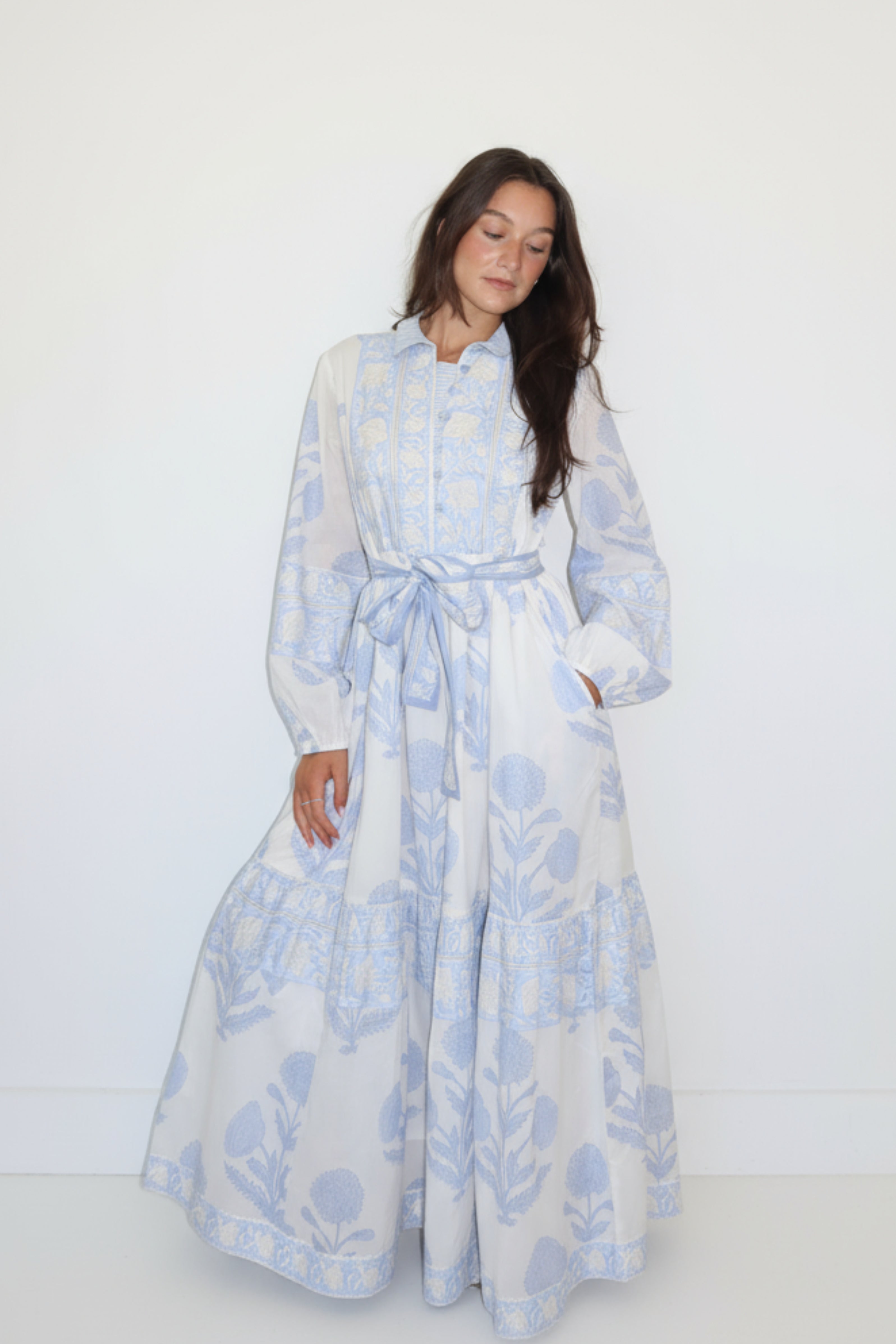 Presley Dress in Buta Blue