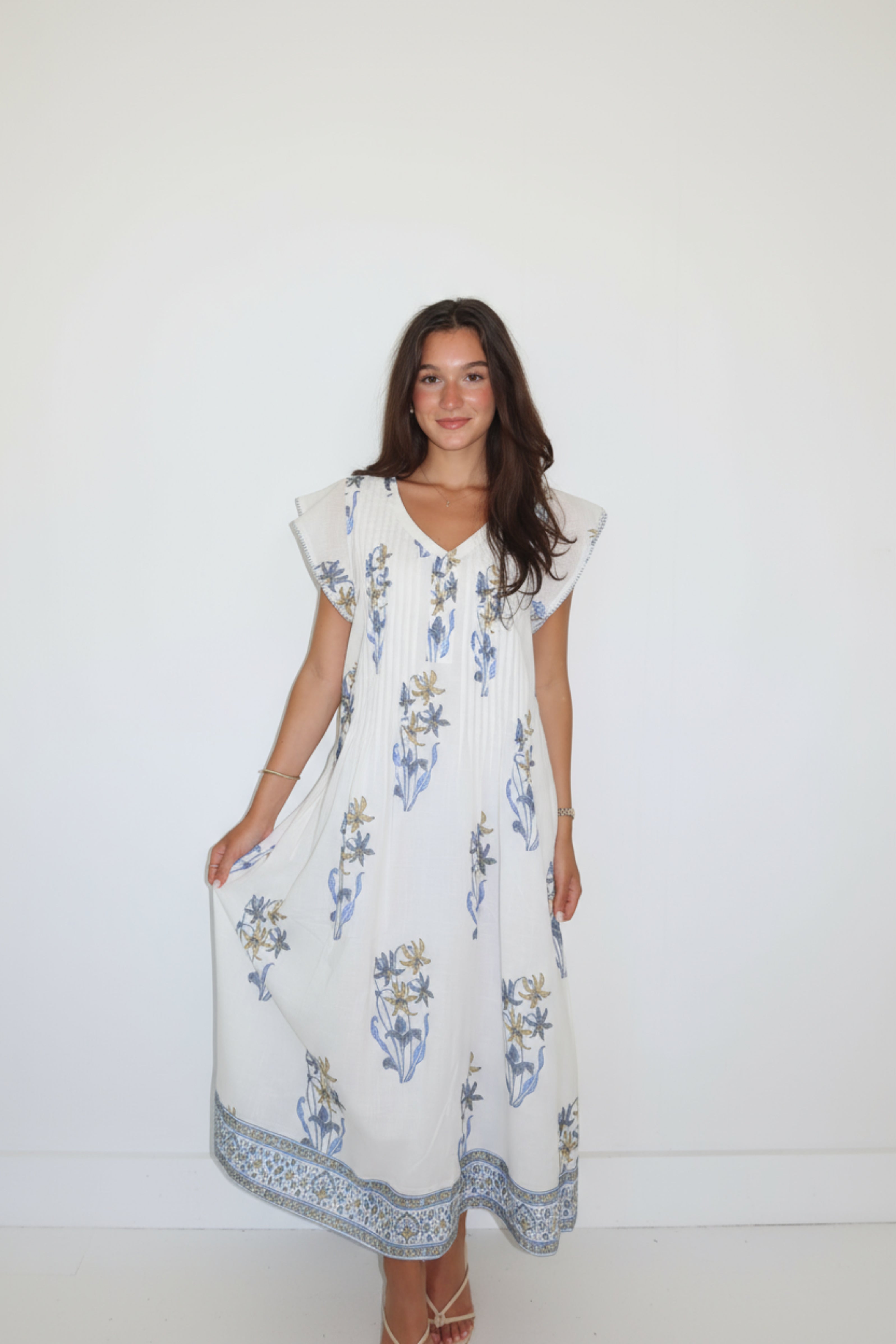 Doris Long Dress in Blue Lily