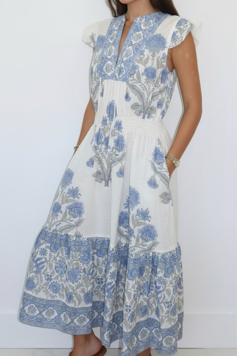 Capri Midi Dress in Peacock Blue