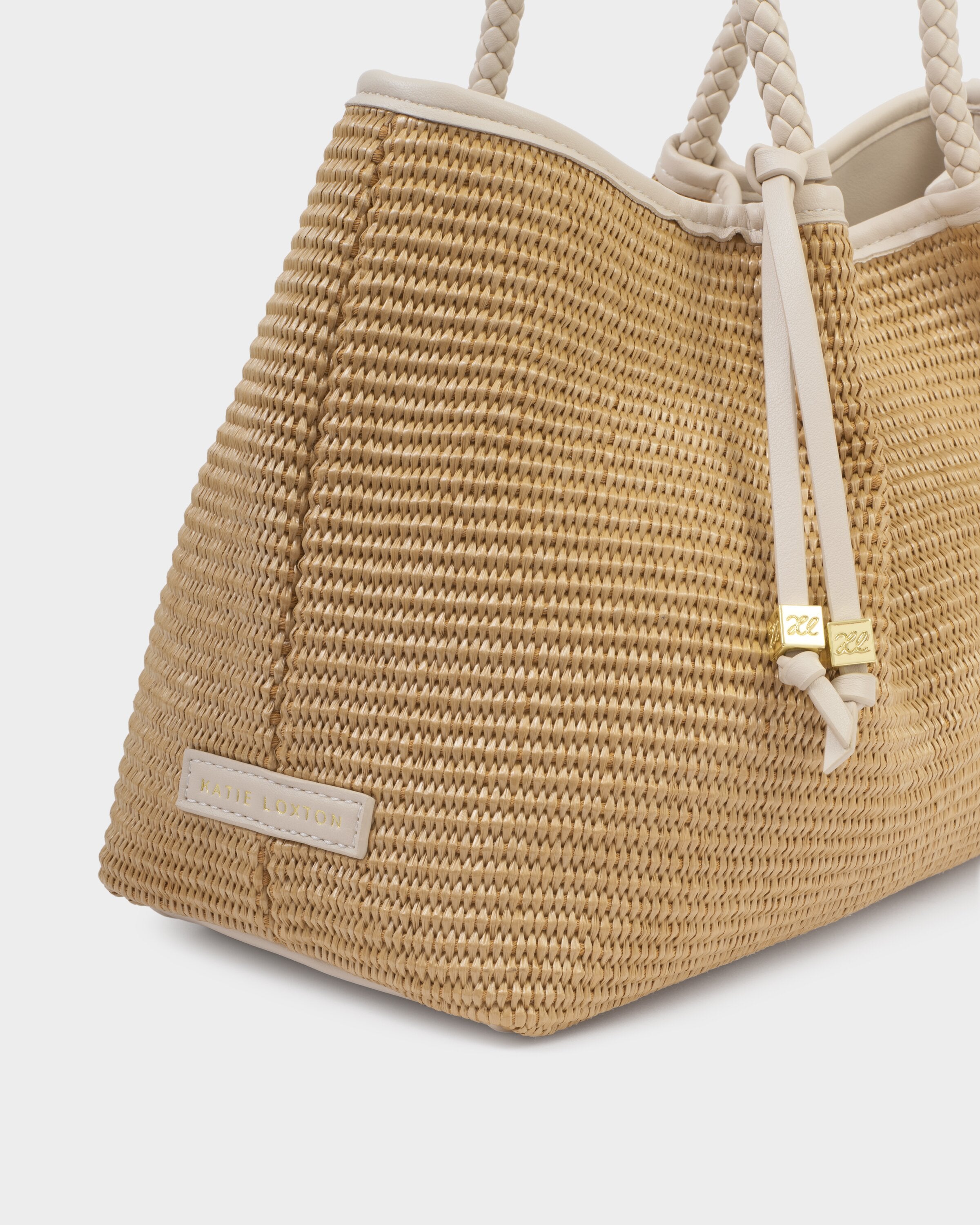 Nova Raffia Shoulder Tote Bag Small Oyster