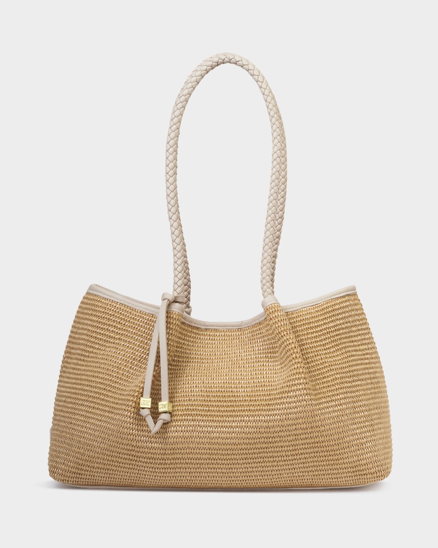 Nova Raffia Shoulder Tote Bag Small Oyster