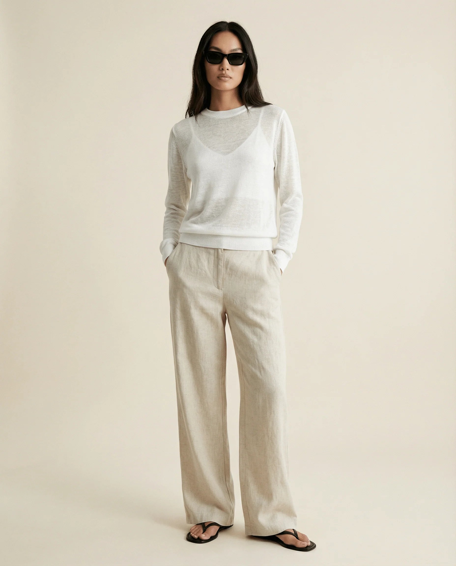 Linen Tencel Crew Neck Top