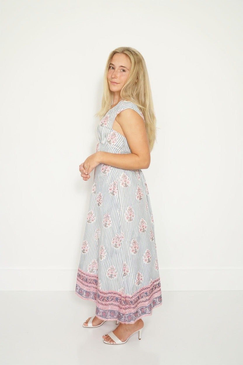 Suzan Dress in Blush Bay Stripe