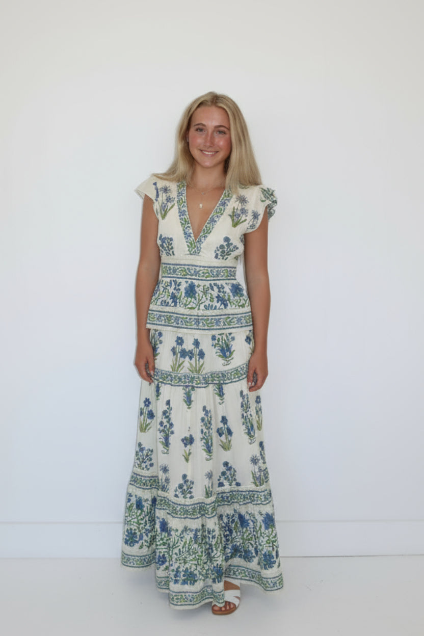 Marcelena Top in Blue Bloom