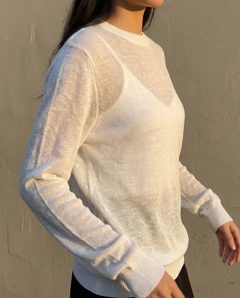 Linen Tencel Crew Neck Top