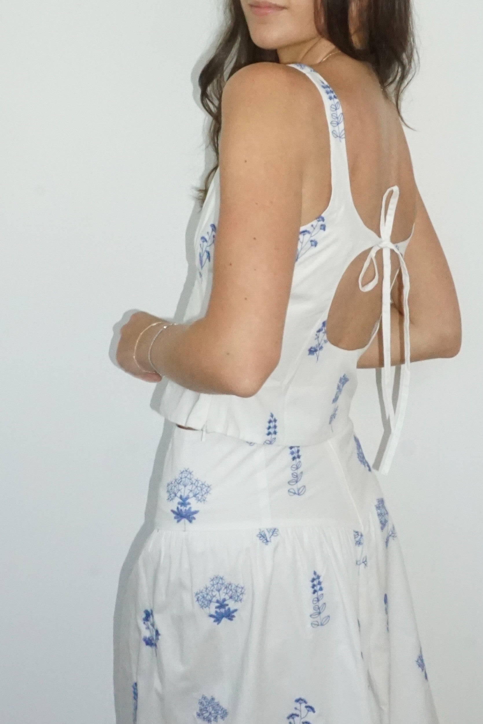 Demi Top in Soft Blue Stitch