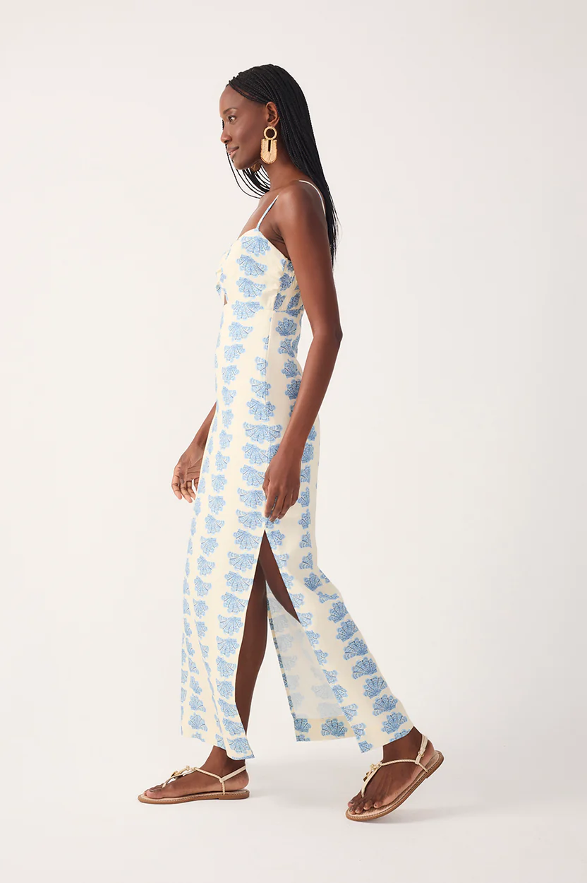 Aquarium Sleeveless Linen Maxi Dress