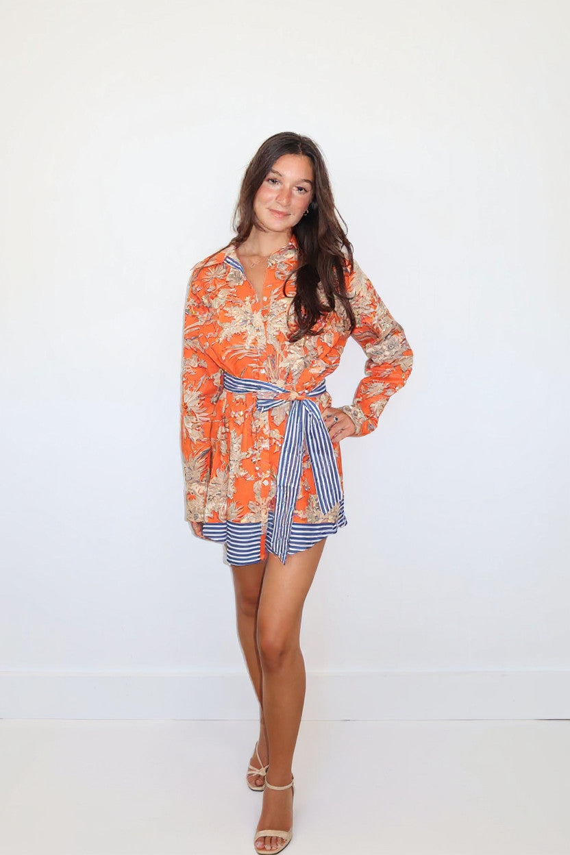 Thea Beach Coverup in Tangerine Mirage