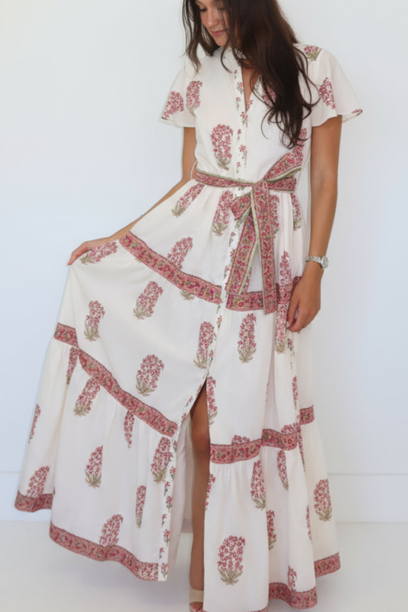Valerie Tier Dress in Rosewater