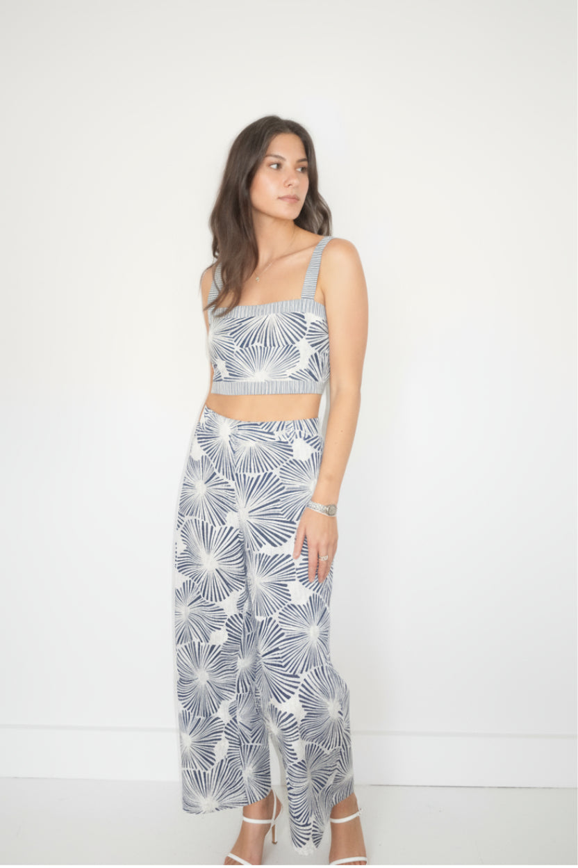 Enzo Wide Leg Pant in Blue Nova