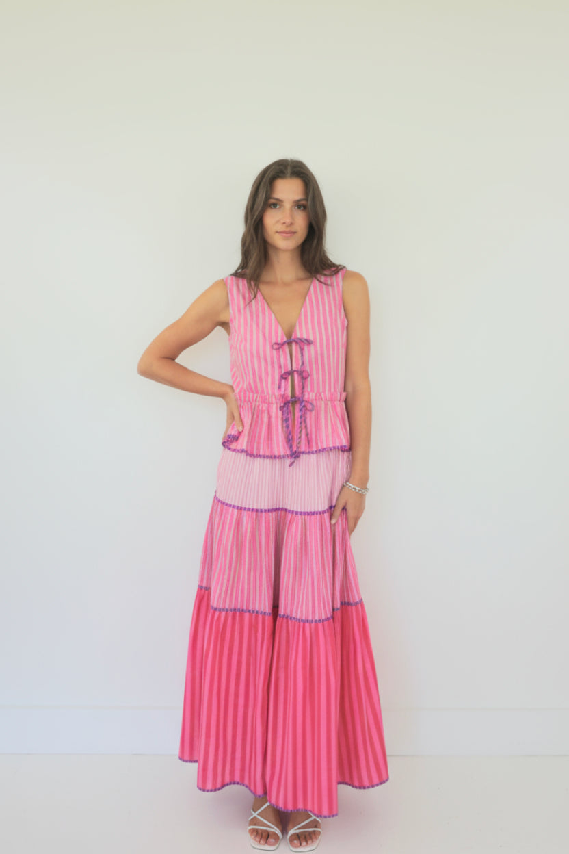 Drue Skirt in Pink Summer Stripe