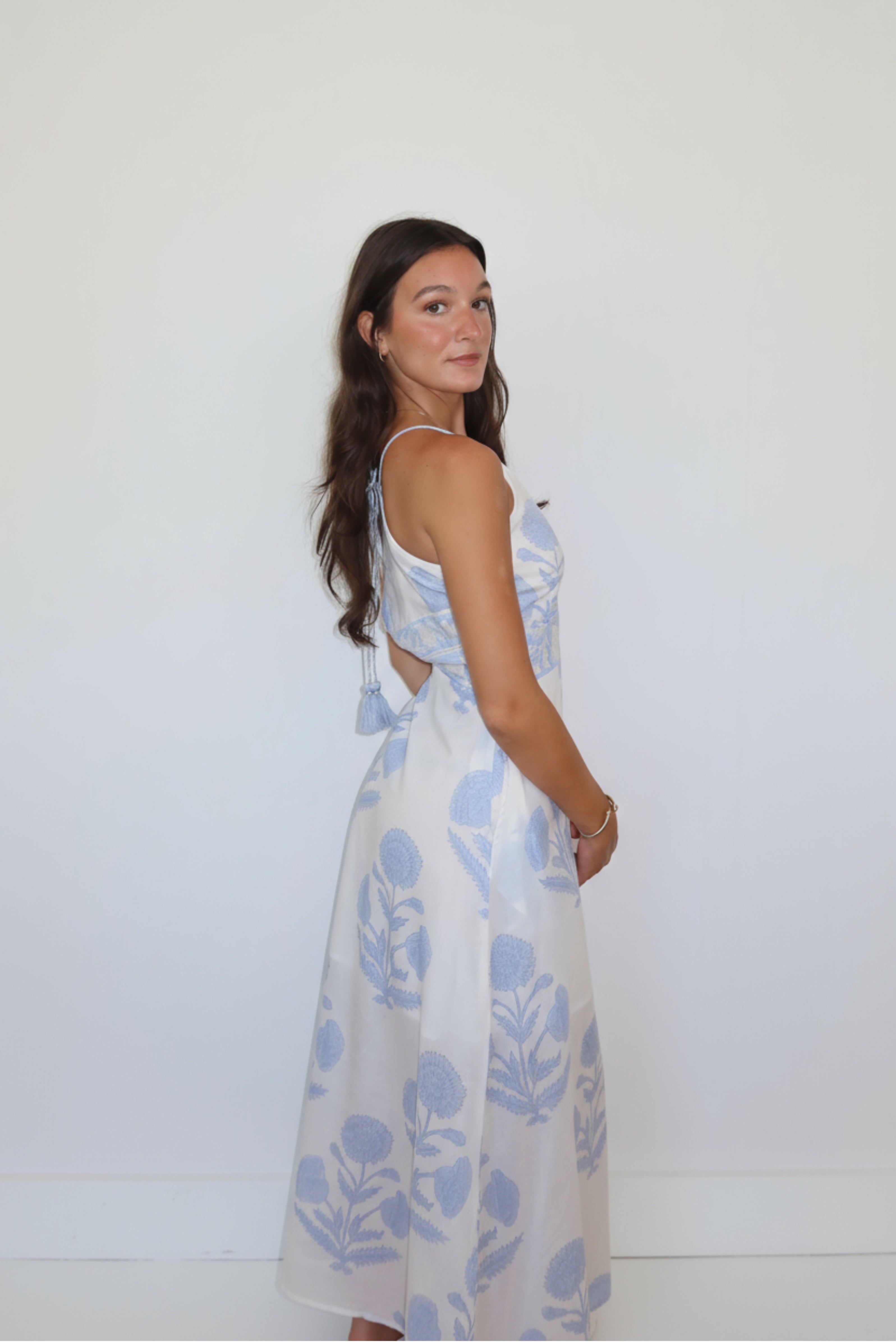 Isabella Dress in Buta Blue
