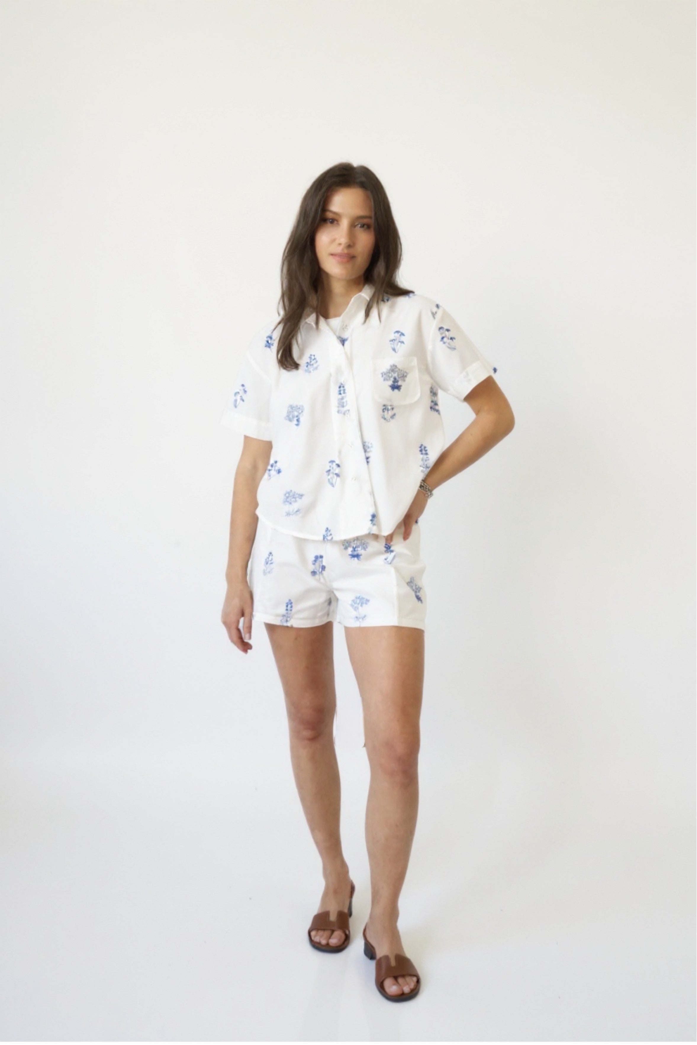 Rory Shirt in Soft Blue Stitch