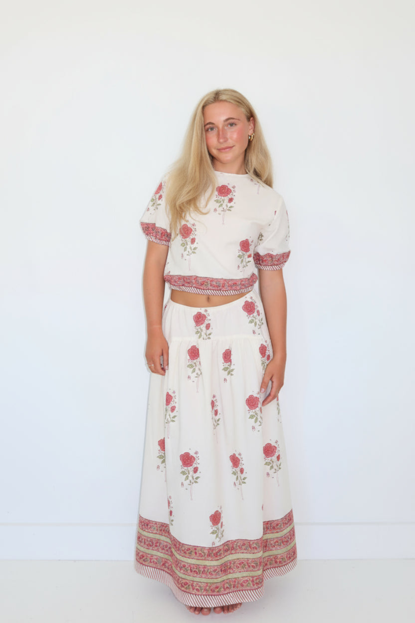 Adeline Puff Sleeve Top in Rosewater