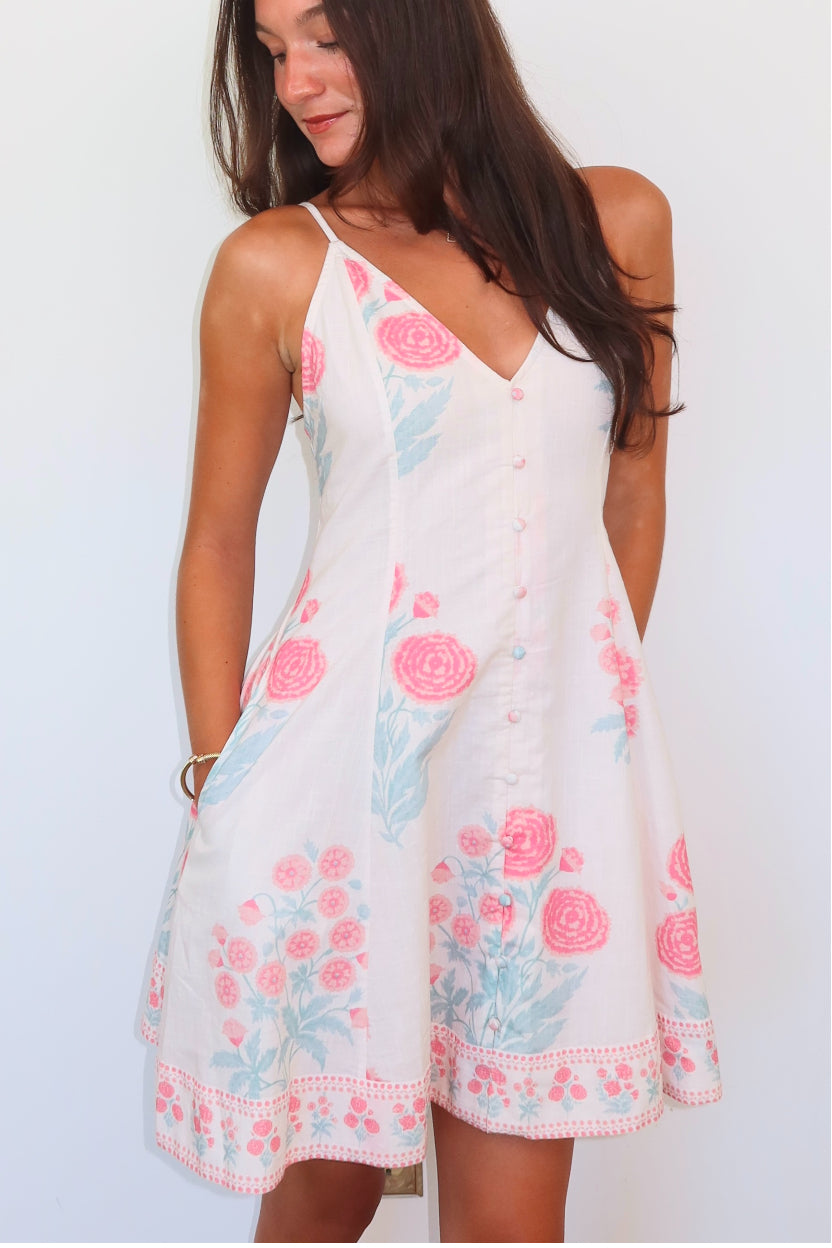 Edie Mini Dress in Blush Bloom