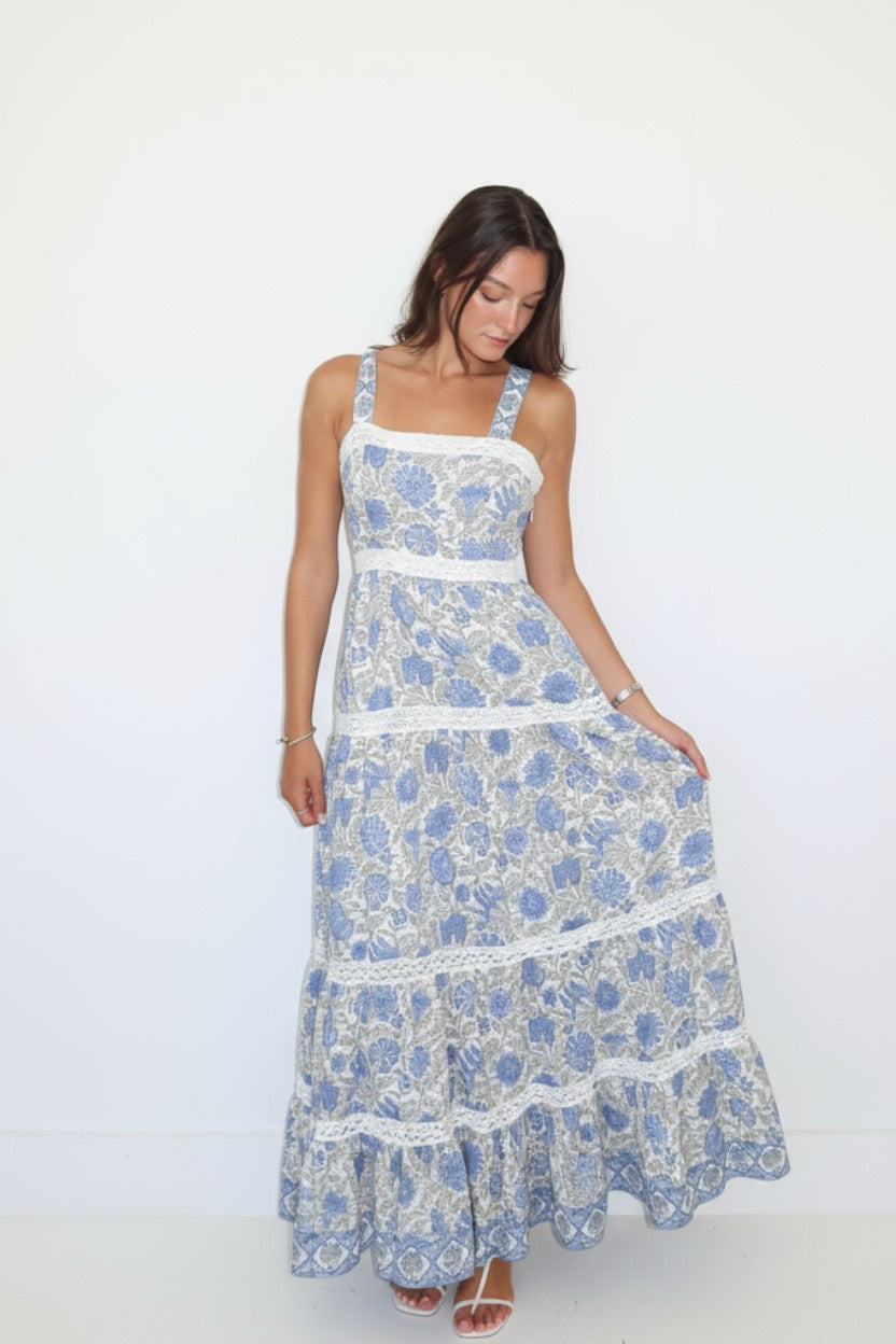 Halo Maxi Dress in Peacock Blue