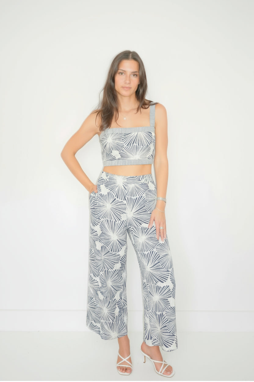 Enzo Wide Leg Pant in Blue Nova